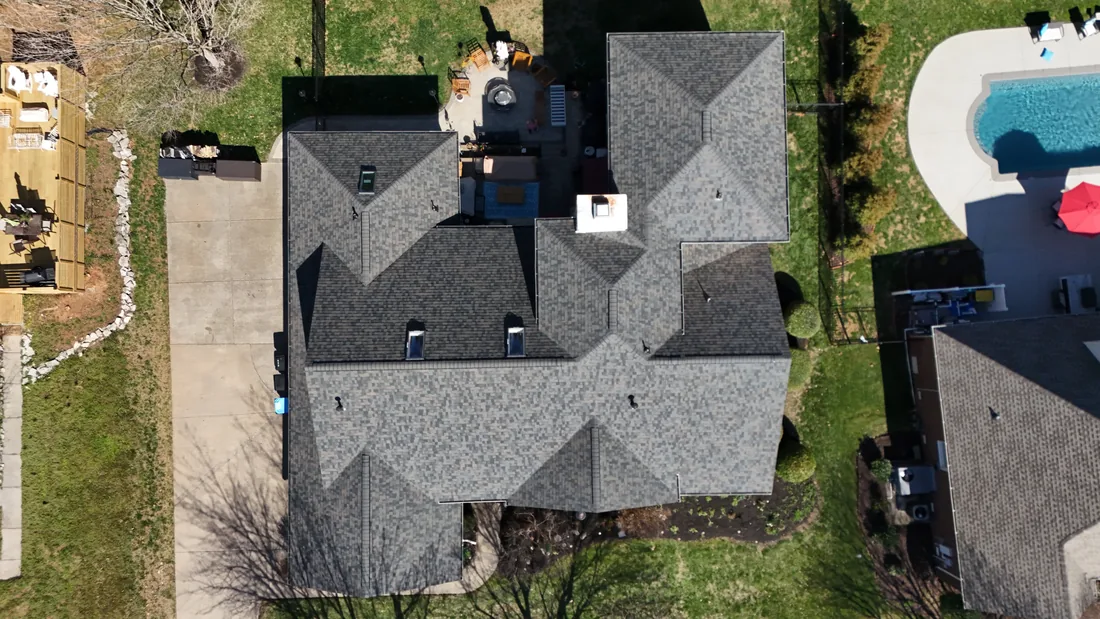 Completed gray shingle roof replacement