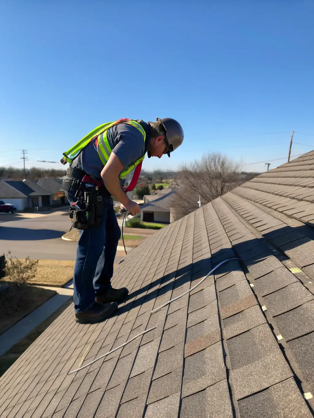 An image of a Blue Raider Roofing inspector discussing findings with a homeowner, emphasizing the importance of clear communication and expert advice.