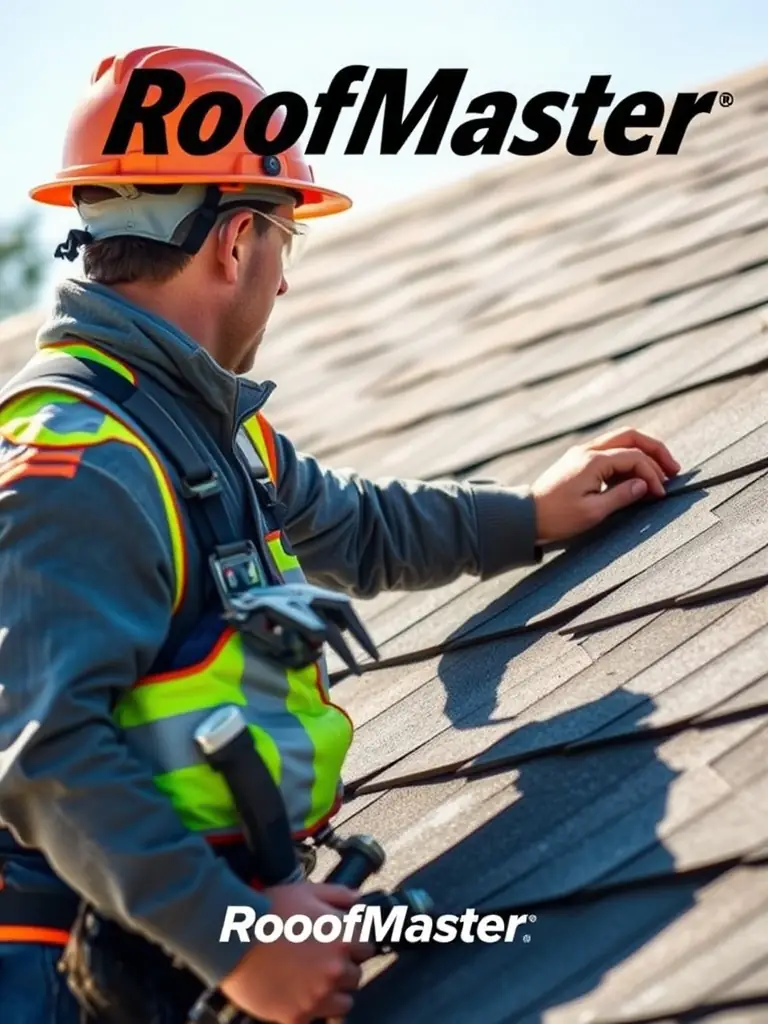 A commercial building with a flat roof being inspected by a Blue Raider Roofing technician, focusing on the seams and flashing.